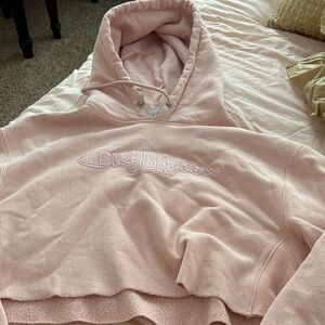 Champion Women's Light Pink cropped Hoodie